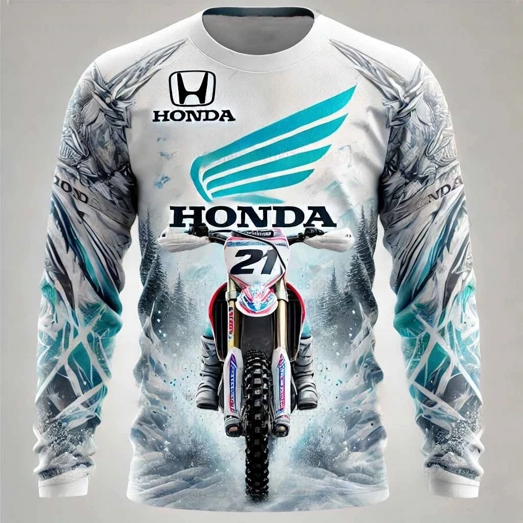 

Camouflage Style 3D Printing Motociclista Biker Deportiva Quick Drying Long Sleeved Honda Riding T-shirt Tops For Men And Women