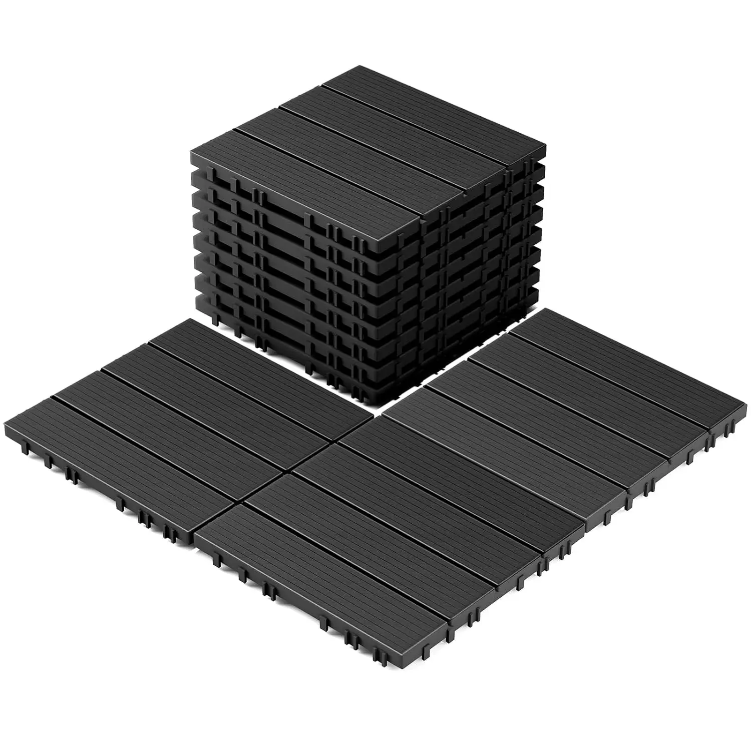 

9 Pack Plastic Interlocking Deck Tiles, Patio Deck Tiles Waterproof Outdoor Flooring 12' x 12'All