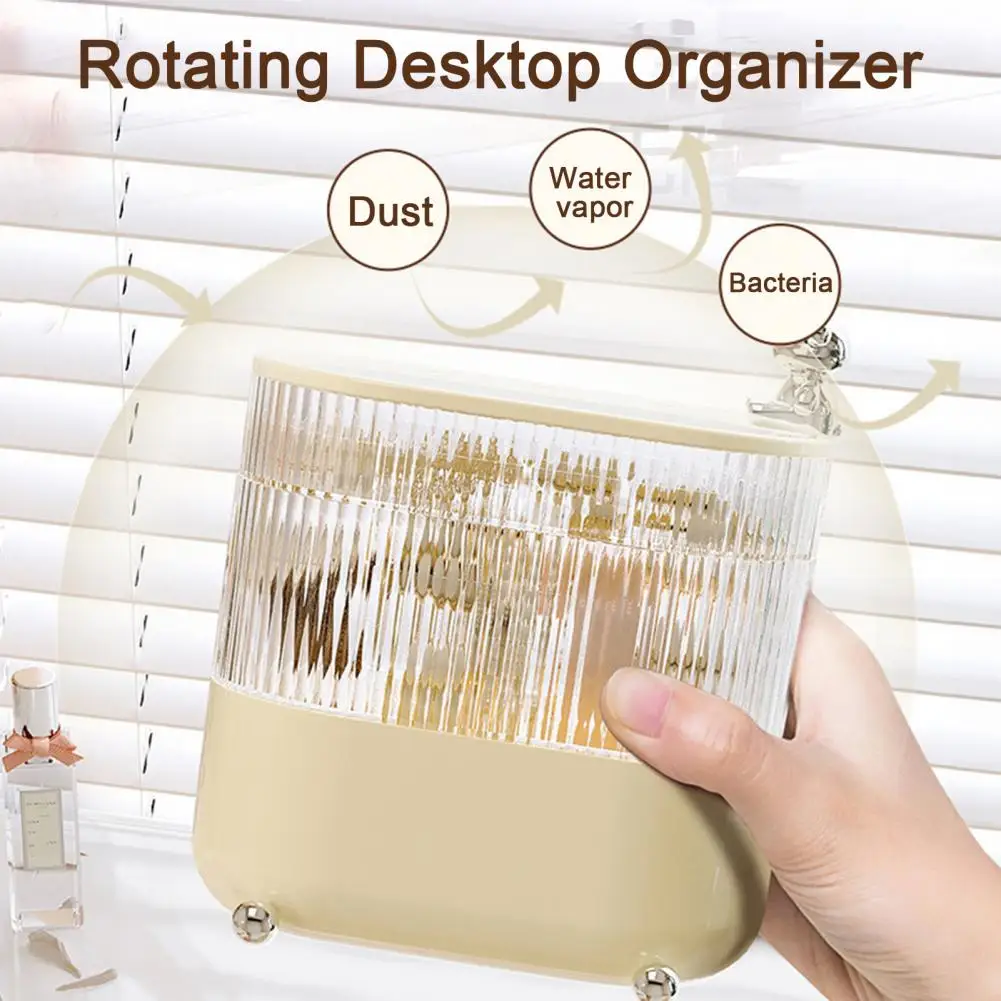 Jewelry Organizer with Dust-proof Cover Dust-proof Storage Box Rotating Multi-layer Storage Box for Home Office Bathroom