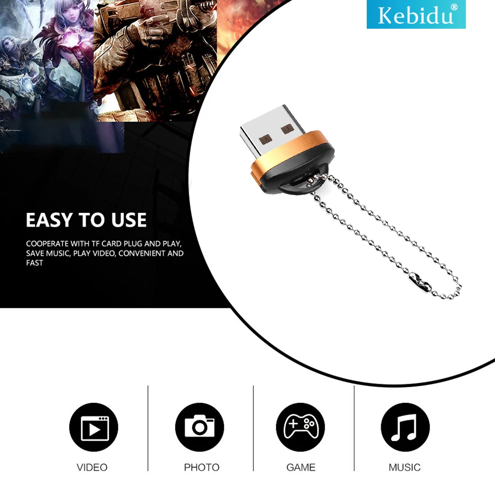 Kebidumei Mini USB 2.0 Card reader TF/SD Card Adapter Memory Card 480Mbps For Desktop PC Computer Notebooks laptop accessories