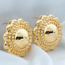 Gold Color Clip Earrings for Women Daily Wear Vintage Circle Geometric Geometry Earrings Trendy Jewelry Accessory Birthday Gifts