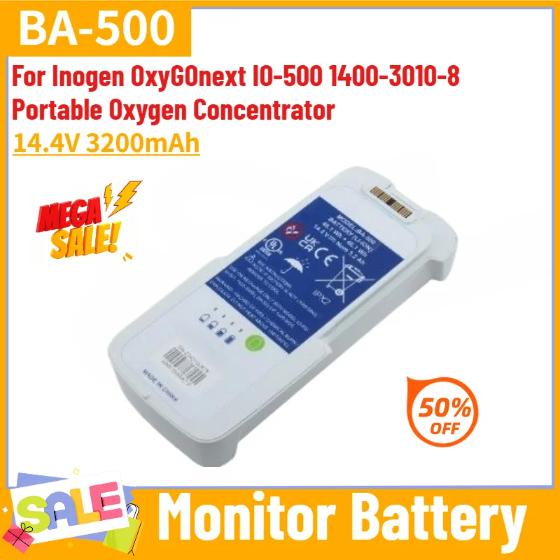 14.4V 3200mAh Monitor Battery BA-500 for Inogen OxyGOnext IO-500 1400-3010-8 Portable Oxygen Concentrator Replacement Battery