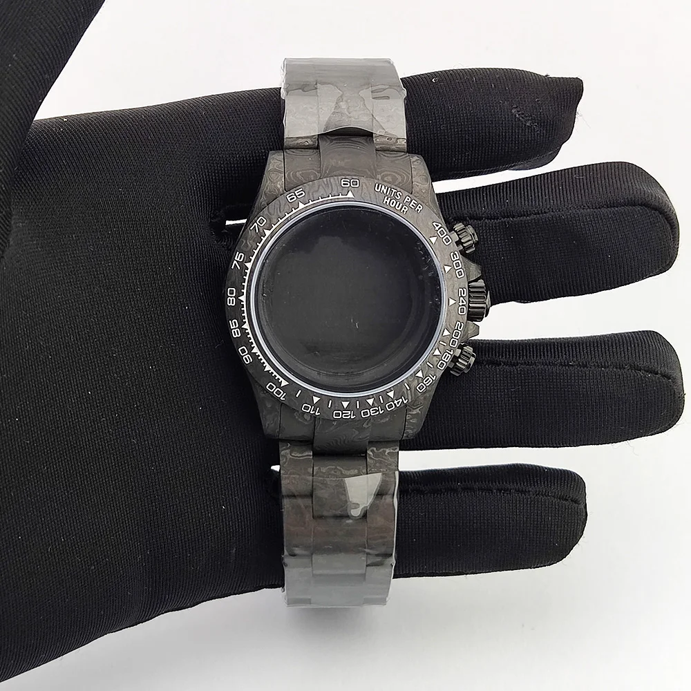 Multifunctional carbon fiber case Men's Watch Case Carbon fiber watch strap VK63 4130 case Sapphire glass Waterproof watch case