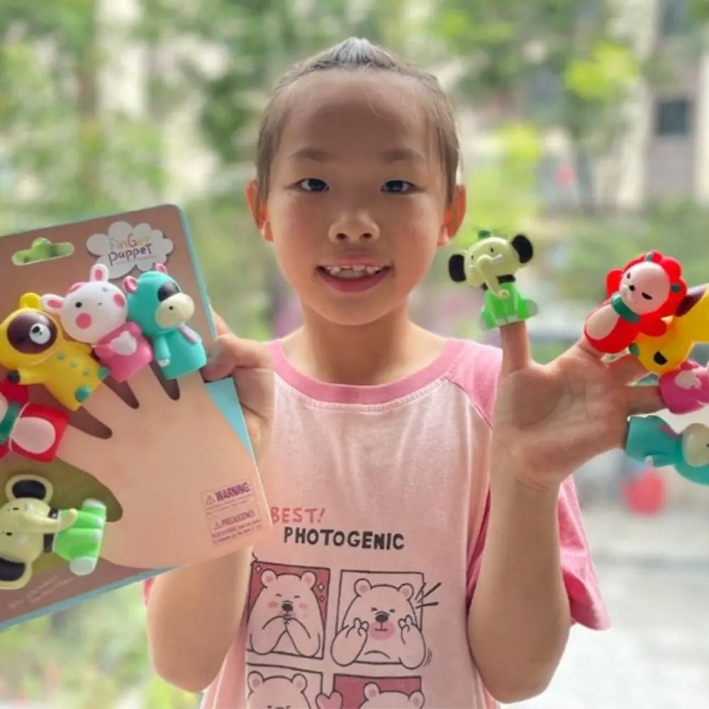 5pcs Vegetables Colorful Mini Animal Hand Puppet Safety Montessori Doll Finger Puppet Toy Set Rabbit Narrating Parent-Child