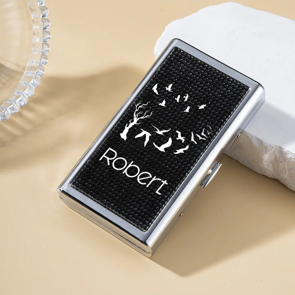 Personalized black portable cigarette case,men's slim cigarette case,best cigarette case gift,anniversary gift,best man gift