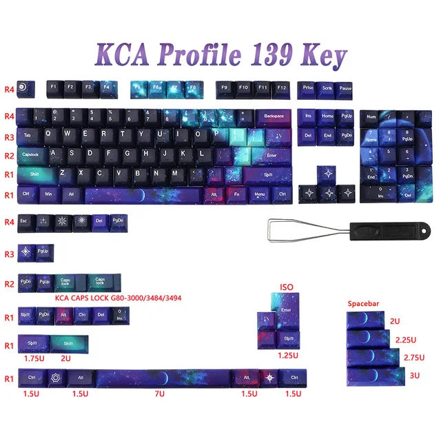 星空-メカニカルキーボード用キーキャップ,KCAプロファイル,PBT,昇華型