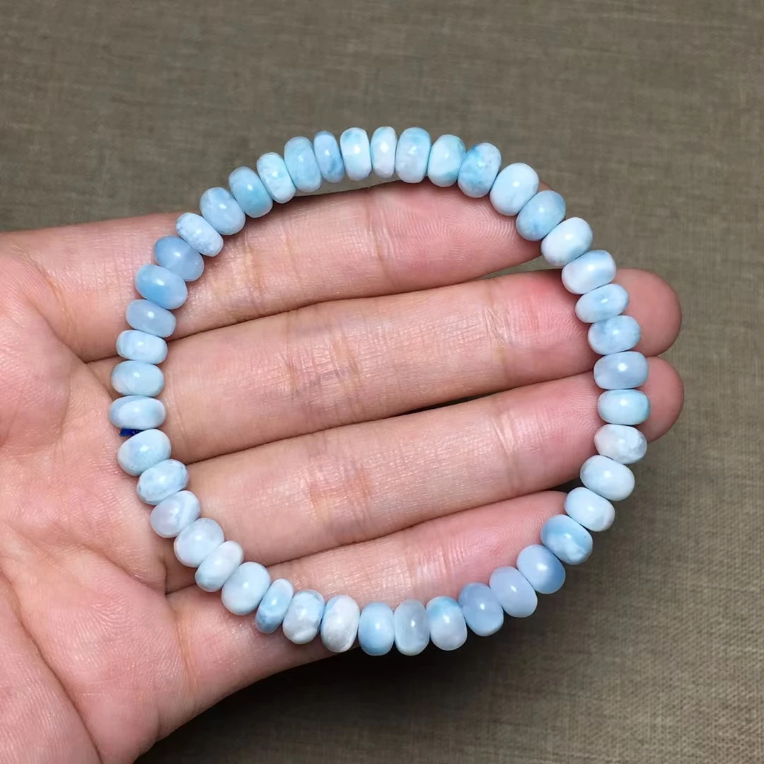 

Natural Blue Larimar Gemstone Abacus Beads Bracelet 6.8mm For Women Men Blue Larimar Beads Bracelet AAAAAA