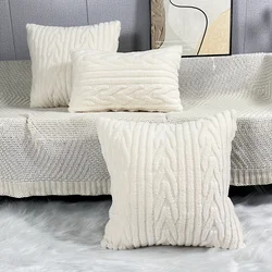 Boho Soft and Cozy Plush Faux Wool Velvet 30x50/45x45CM Cream White Throw Pillow Cover for Bedroom and Living Room Decor Cushion