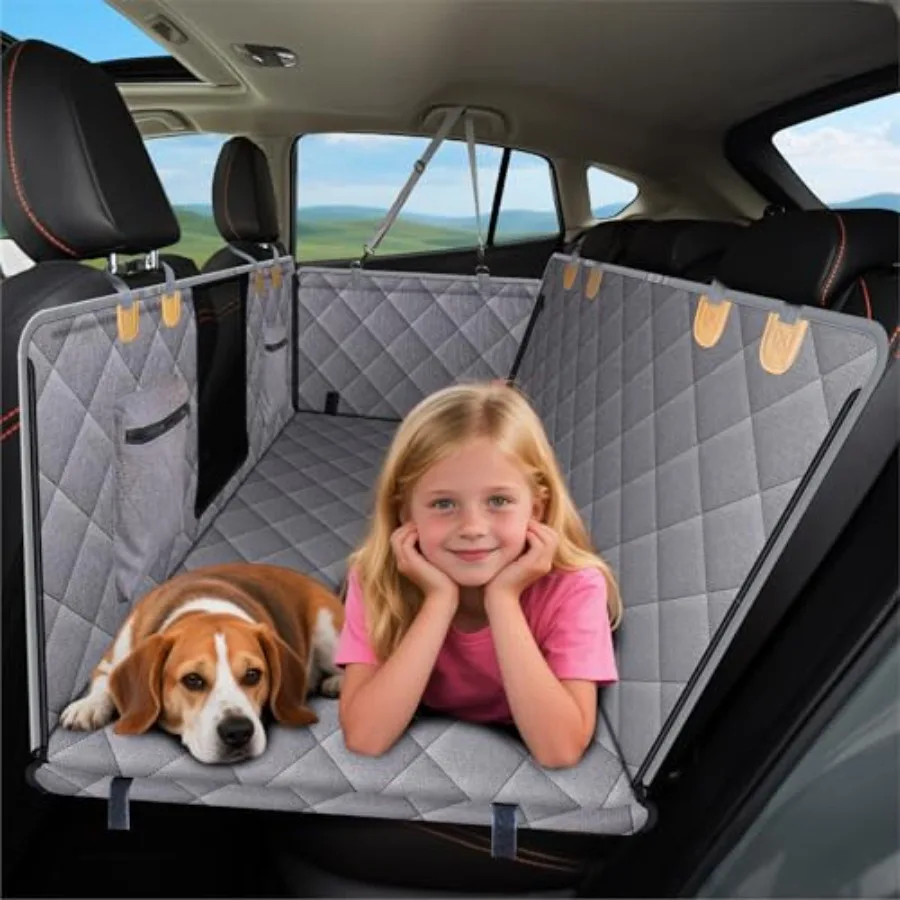 

Dog Car Seat Cover for Back Seat Waterproof Hard Bottom Back Seat Pet Cover for Dogs Large-Space Hammock for Car Truck SUV Pet