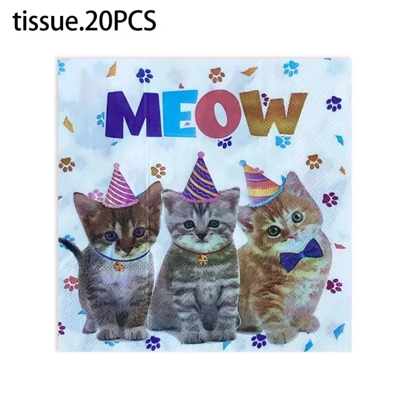 

10/20pcs 33*33cm 2-Ply New Three Cats Printed Paper Napkins Pet Kids Theme Party Napkins Decorative Paper Placemats