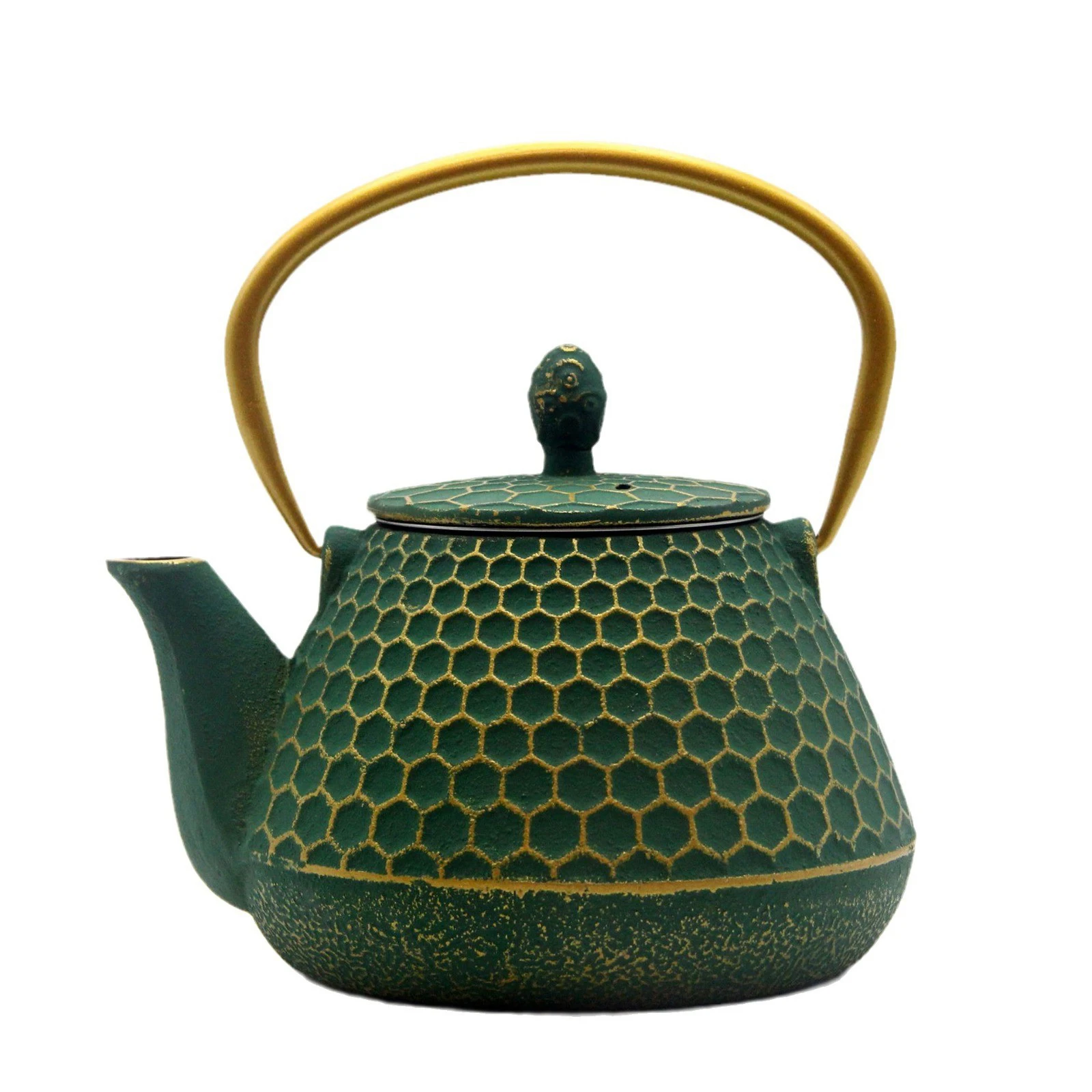 Classical Cast Iron Teapot, 1000ML Small Tea Kettle for Stove, Green Kettle with Infuser for Loose Leaf, Tea Pot with Enameled