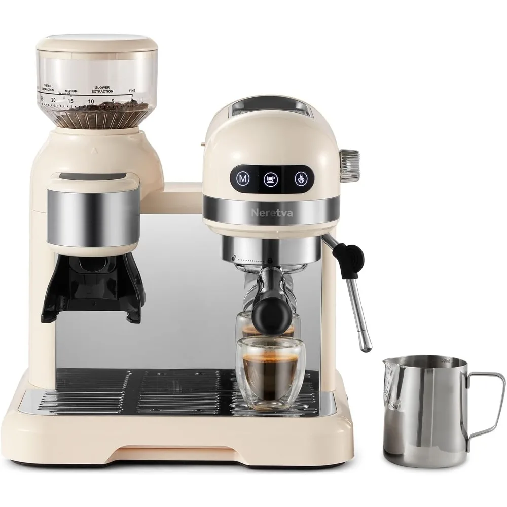 

20 Bar Espresso Coffee Machine with Grinder Steam Wand for Latte Espresso and Cappuccino, 58MM Portafilter Espresso Maker