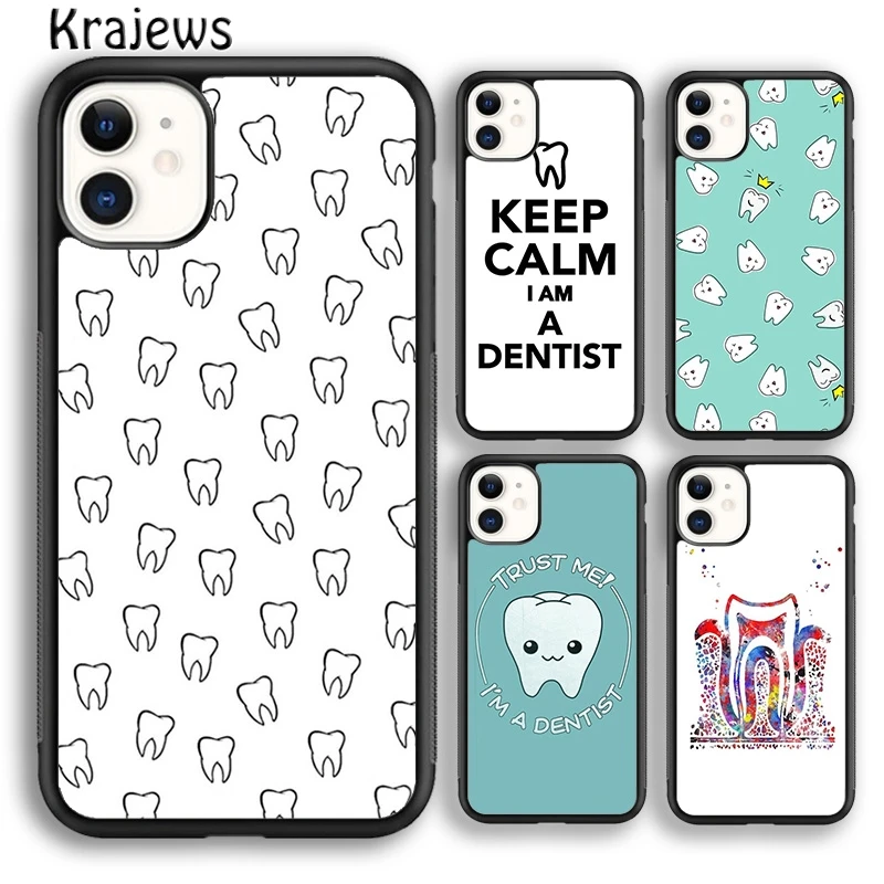 Krajews Funny Dentist Dental Tooth Dentistry Phone Case For iPhone 16 15 SE2020 14 6 7 8 plus 11 12 13 pro max coque Fundas