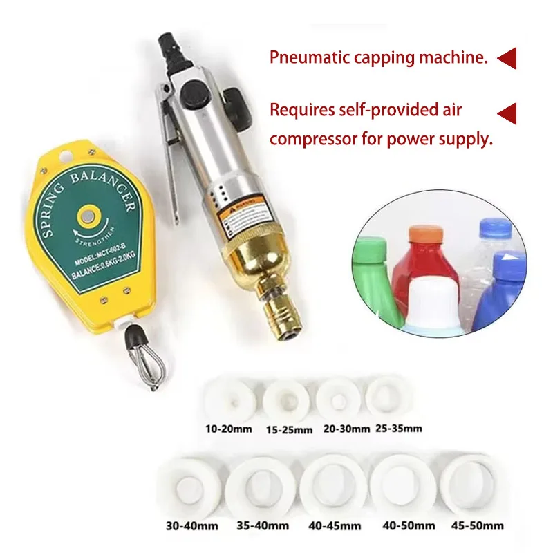 10-50mm Handheld Pneumatic Capper Plastic Bottle Sealing Capping Sealer Machine, Bottle Capper Sealer Screwing Sealing Machine