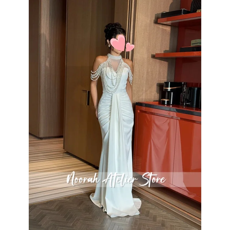 Vestido Oisslec elegante Vintage dulce marfil perlas sirena elegante personalizar ocasión Formal vestido de graduación vestidos de fiesta de noche