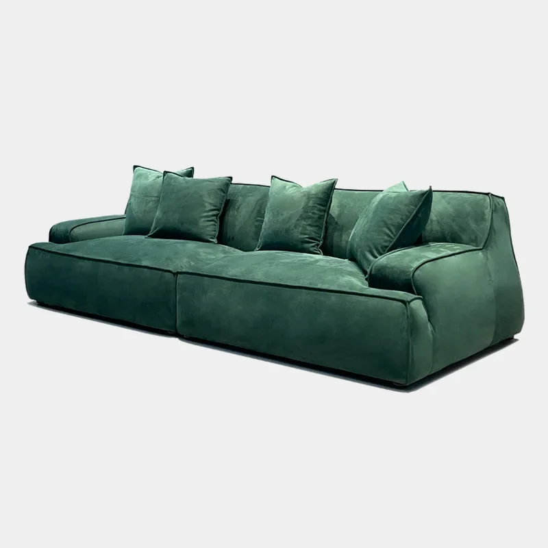 

Damascus leather sofa first layer cowhide high end living room designer straight row three person furniture