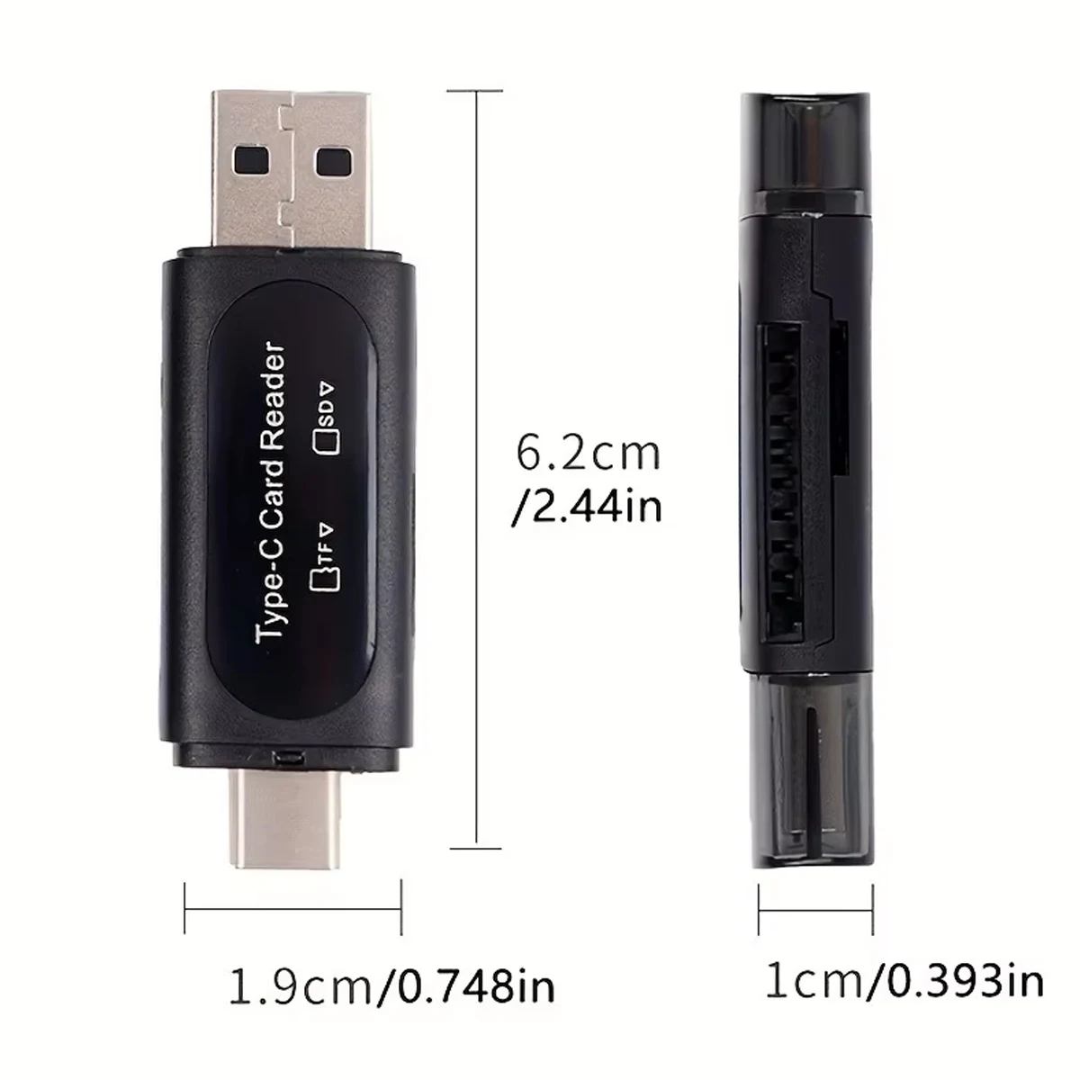 Type-C Dual-Head USB 2.0 Card Reader Tf/Sd for Mobile Phones Computers Camera - Two-In-One Fast Data Transfer Device