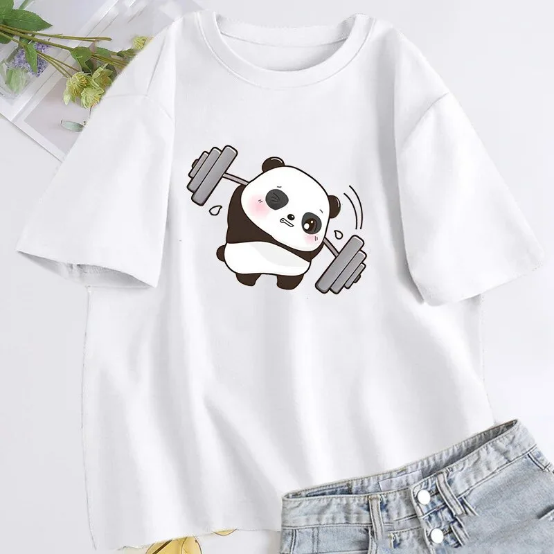 New Funny Panda Cotton T-Shirts Print Men Women Casual O-Neck Short Sleeves T Shirt Oversized Harajuku Unisex Tees Tops Clothing