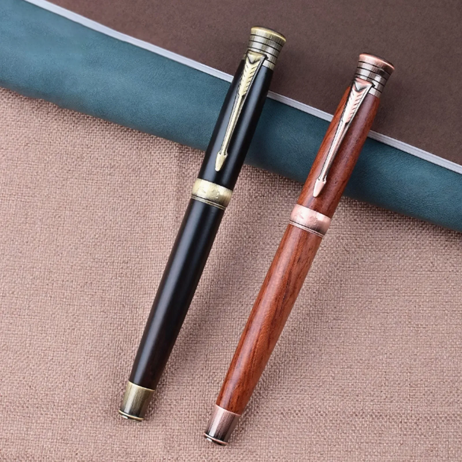 

Yongsheng 9388 Red/Black Sandalwood Fountain Pen - 0.6mm Iridium Hidden Nib Retro Design for Student Gift office Supplies