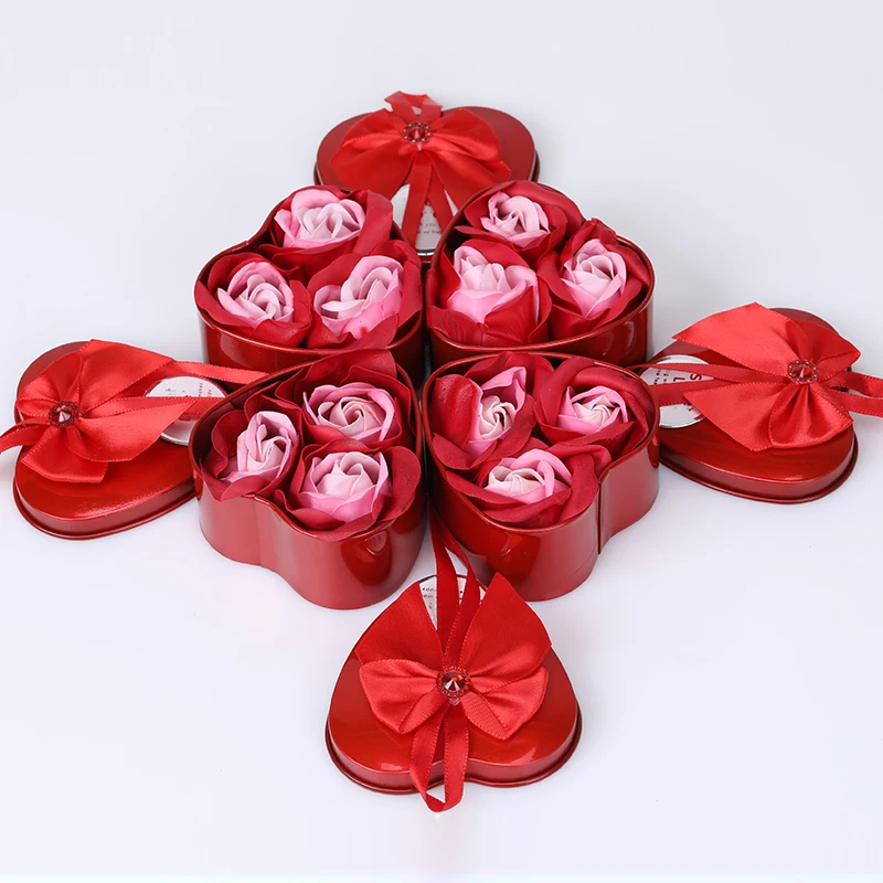 3Pcs Rose Soap Flower Case Mixing Colour Wedding Decoration Women For Whom You Loved Pretty Red Rose Unique Gift For Girls Mom