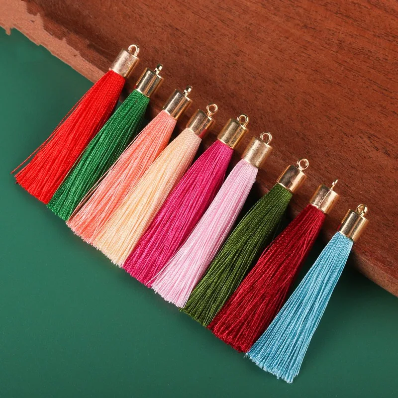 10-50Pcs 6cm Metal Cap Tassel Handmade Craft Silk Tassels Pendant For Earrings Key Phone Bag Fringe Trim Decoration