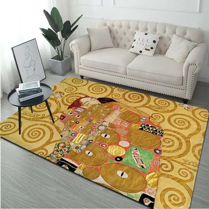 Gustav Klimt The Kiss Bath Mat INS Style Soft Bedroom Floor House Laundry Room Mat Anti-skid Hotel Decor Mat