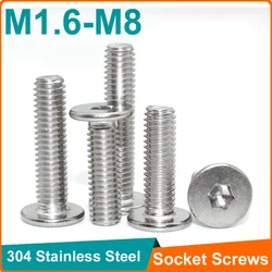 10 pz 304 In Acciaio Inox CM M1.6 M2 M2.5 M3 M4 M5 M6 M8 Esagono Incassato Esagonale Ultra Sottile Super Piatto Bullone a Testa Wafer Vite