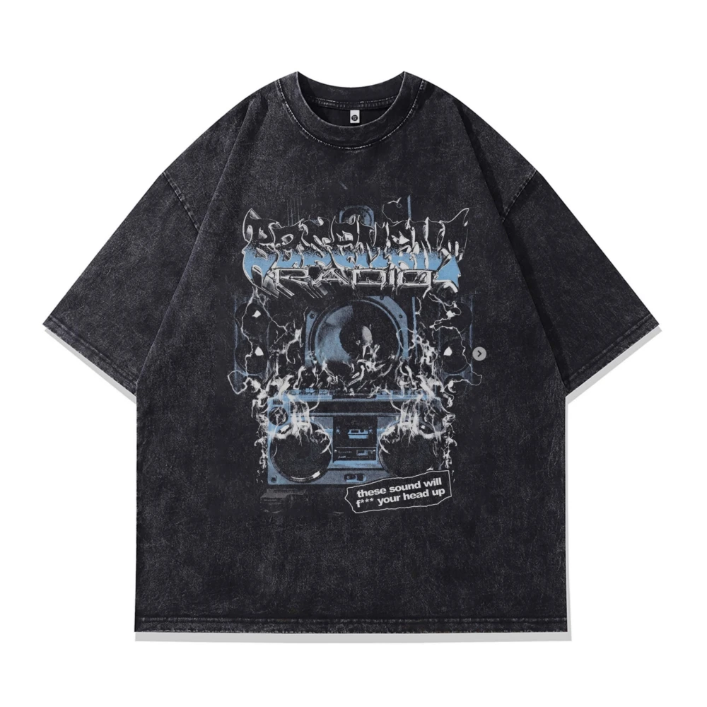 Grunge Y2k Oversized T-shirt Vintage Men Goth Hip Hop Streetwear Punk Short Sleeve Tops Tee Anime Graphic T Shirt Men's Clothing