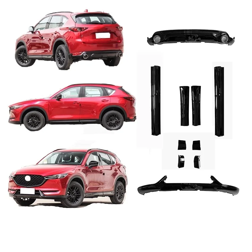 Schwarzes Auto-Bodykit für Mazda 2nd CX-5 Sport-Stil, vordere Schaufel, hintere Lippe, Gitterverkleidung, Seitenschweller, Tür-Antikollisionsplatte