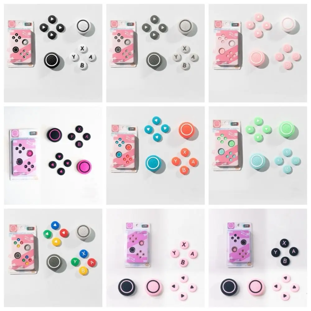 New Silicone Soft D-pad Cross Button ABXY Key Sticker Skin Case For Switch Oled NS Joy-con Thumb Stick Grip Cap Cover Protector