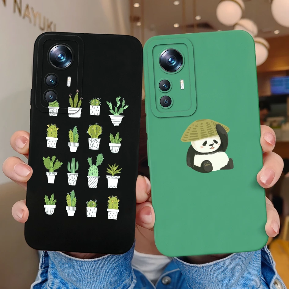 Case For Xiaomi 12X 12 Lite Cute Shockproof Cover Cactus Flower Protective Liquid Silicone Phone Case For Xiaomi 12 X Funda Capa