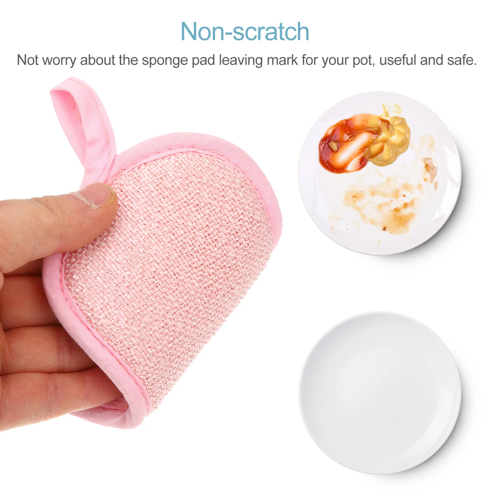 

4 pcs Dual Side Scrub Sponge Pad Kitchen Dish Sponge Scrubber Reusable Non-Scratch Pot Pan Cleaner For Dishes Home Cleaning
