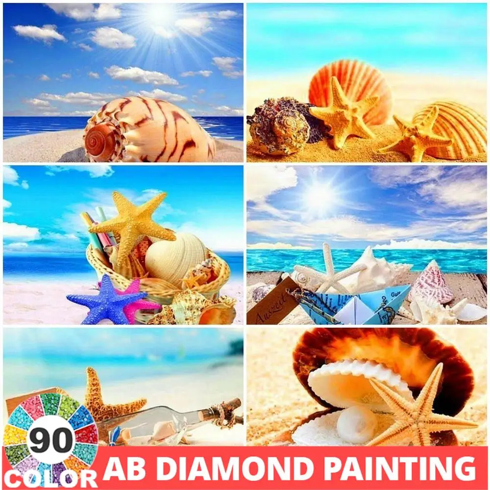 AB 90 Colors Diamond Painting 5D Embroidery Sale Shell Mosaic Layout Scenery Seaside Pictures Full Drill Wall Stickers Art Kit