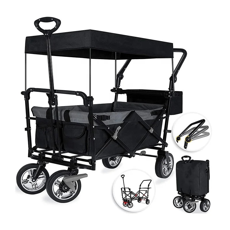 

Customized Collapsible Heavy Duty Folding Garden Wagon Utility Trolley Cart Foldable Camping Beach Truck