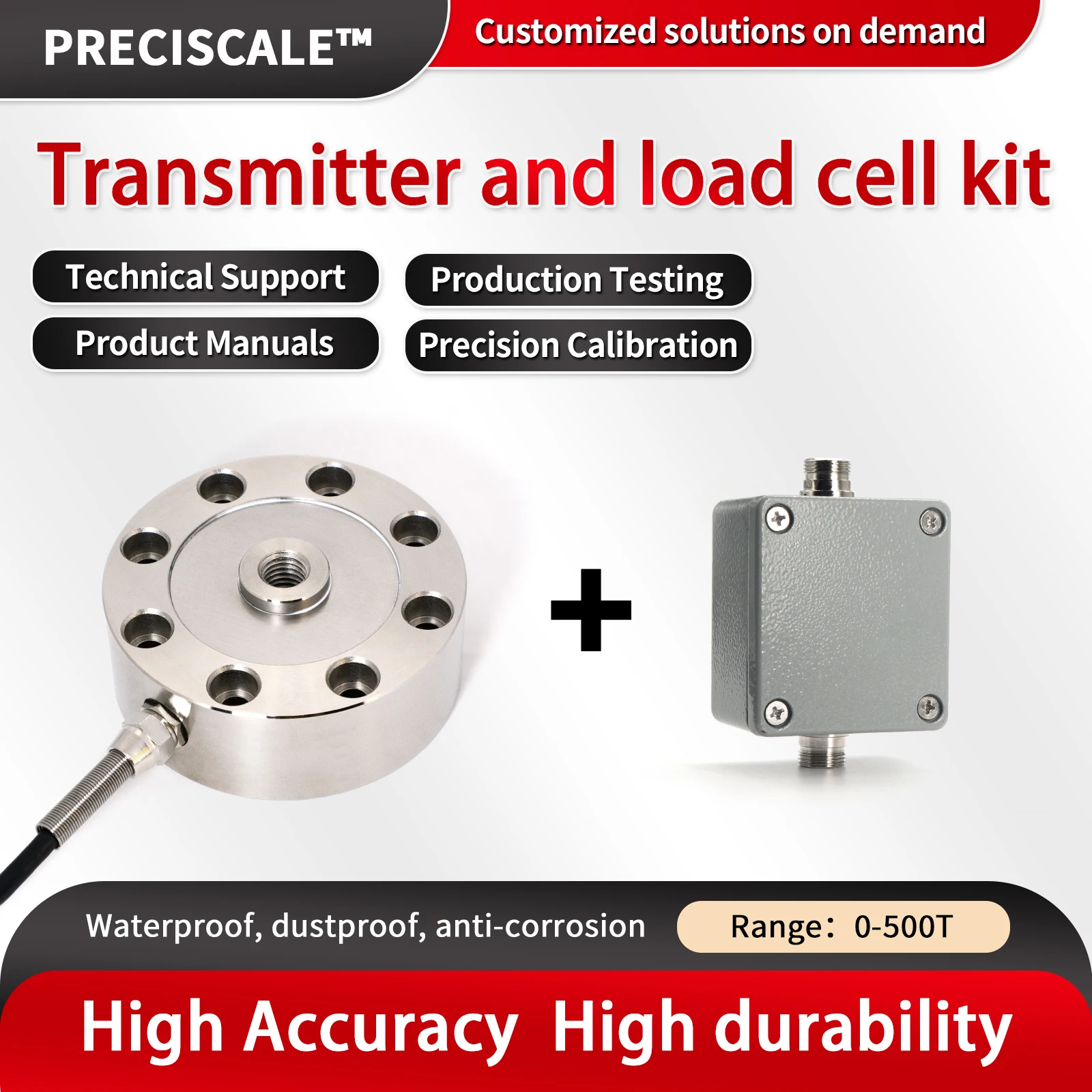 

High Precision Load Cell Sensor with 4-20mA Transmitter, Anti-Interference, Compatible with Signal Amplifier Transmitter