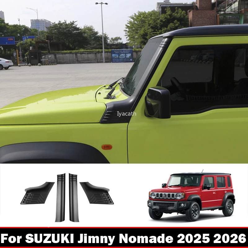 

For SuzukiJimny Nomade 2025 2026 ABS Black Matte front windshield window A-pillar decorative strip Anti scraper Exterior cover
