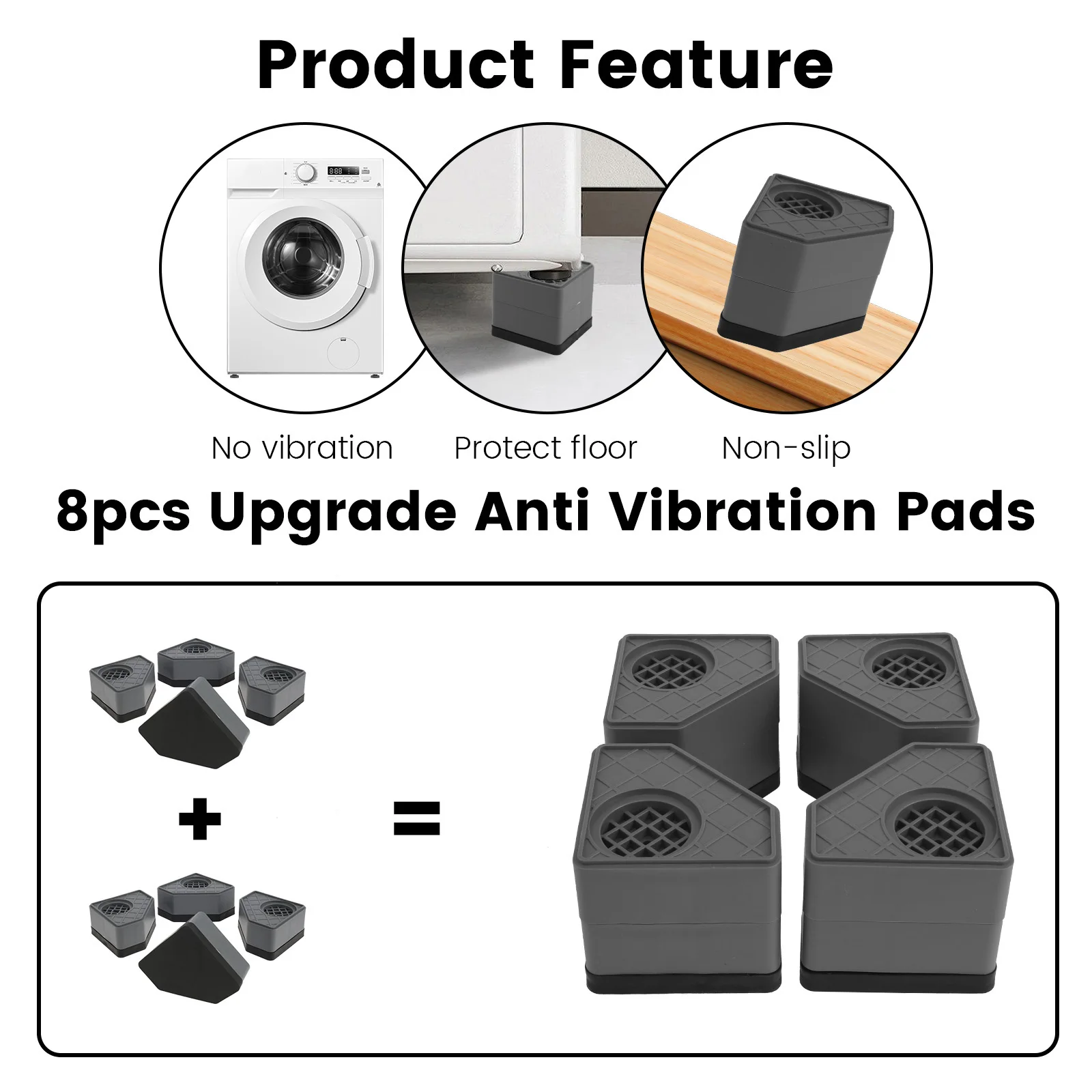 وسادة قدم للغسيل مضادة للاهتزاز ، وسادات قابلة لإعادة الاستخدام ، مجفف مضاد للاهتزاز ، دعامة صدمات ، لوازم منزلية مانعة للانزلاق ، قاعدة ثابتة ، 2-3 طبقات ، 4 VA #3