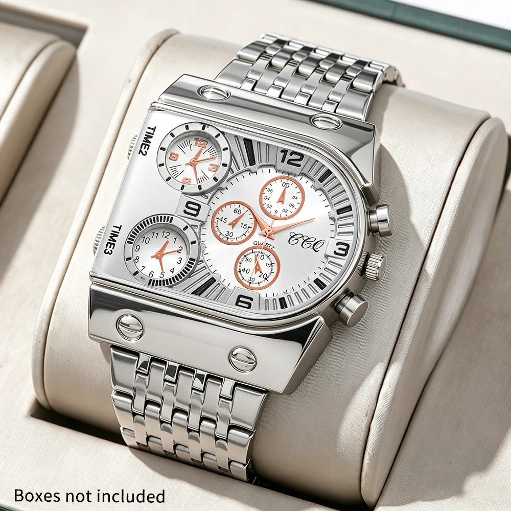 1 latest simple, stylish and handsome men's steel strap quartz watch without box