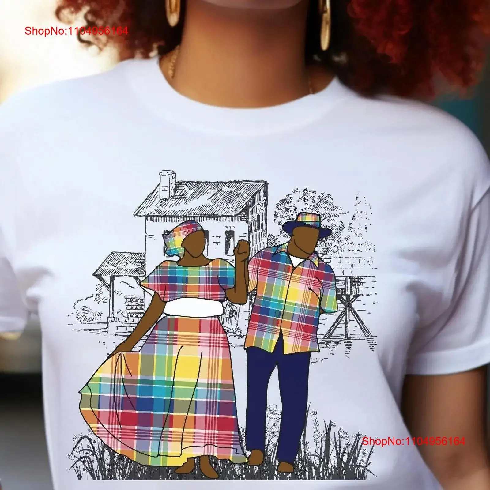 تي شيرت Quadrille Dancers تي شيرت جزر العذراء الرسمي Madras Caribbean Cultural VI كرنفال الرقص التقليدي عتيق مغسول