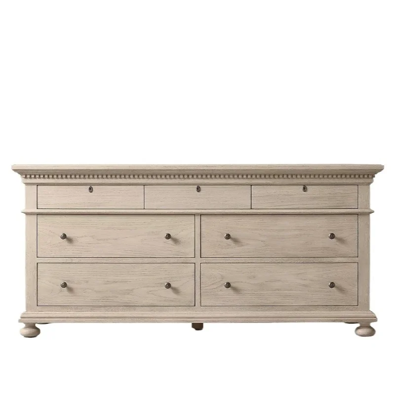 British classical carved chest cabinet French rural retro furniture solid wood porch cabinet American simple wardrobe
