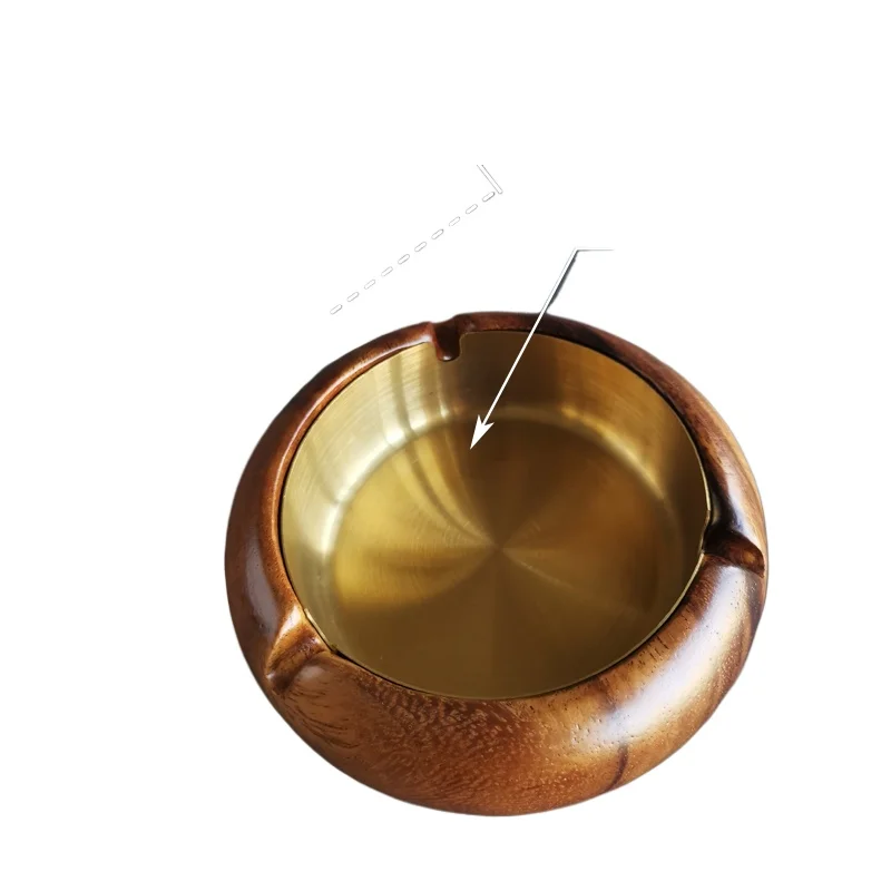 

*Walnut Ashtray Home Living Room Office Creative Personality Solid Wood Large New Chinese Anti-drop