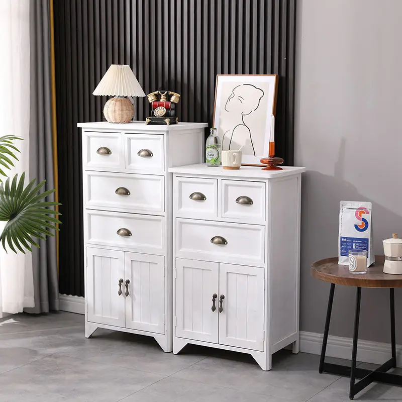 Baú de madeira maciça, armário de armazenamento, tipo gaveta de quarto, retrô americano, baú de sala de estar, armário simples,