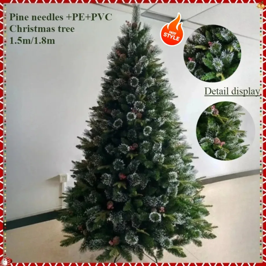 

PE&PVC Artificial Christmas Tree Encrypted Pine Needle LED Light Christmas Tree 1.5m/1.8m Family Christmas Party Decorations