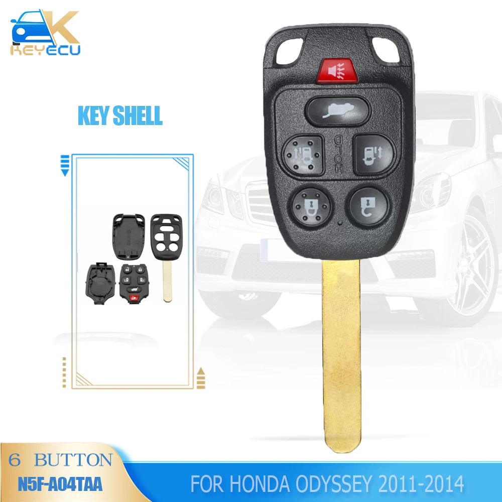 KEYECU 6 Button Replacement Remote Key Shell Case House for 2011 2012 2013 2014 Honda Odyssey N5F-A04TAA