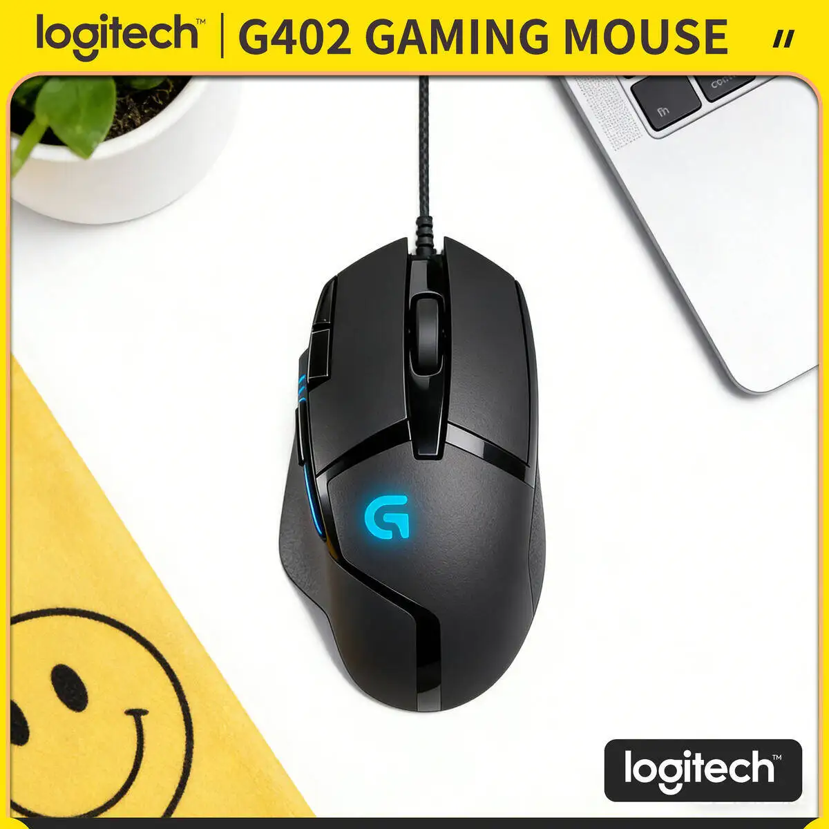 Logitech G402 Hyperion Fury Mouse 20M Click Lifespan 8 Programmable Buttons 4 DPI Modes 500+ IPS 1ms Response for Gamers