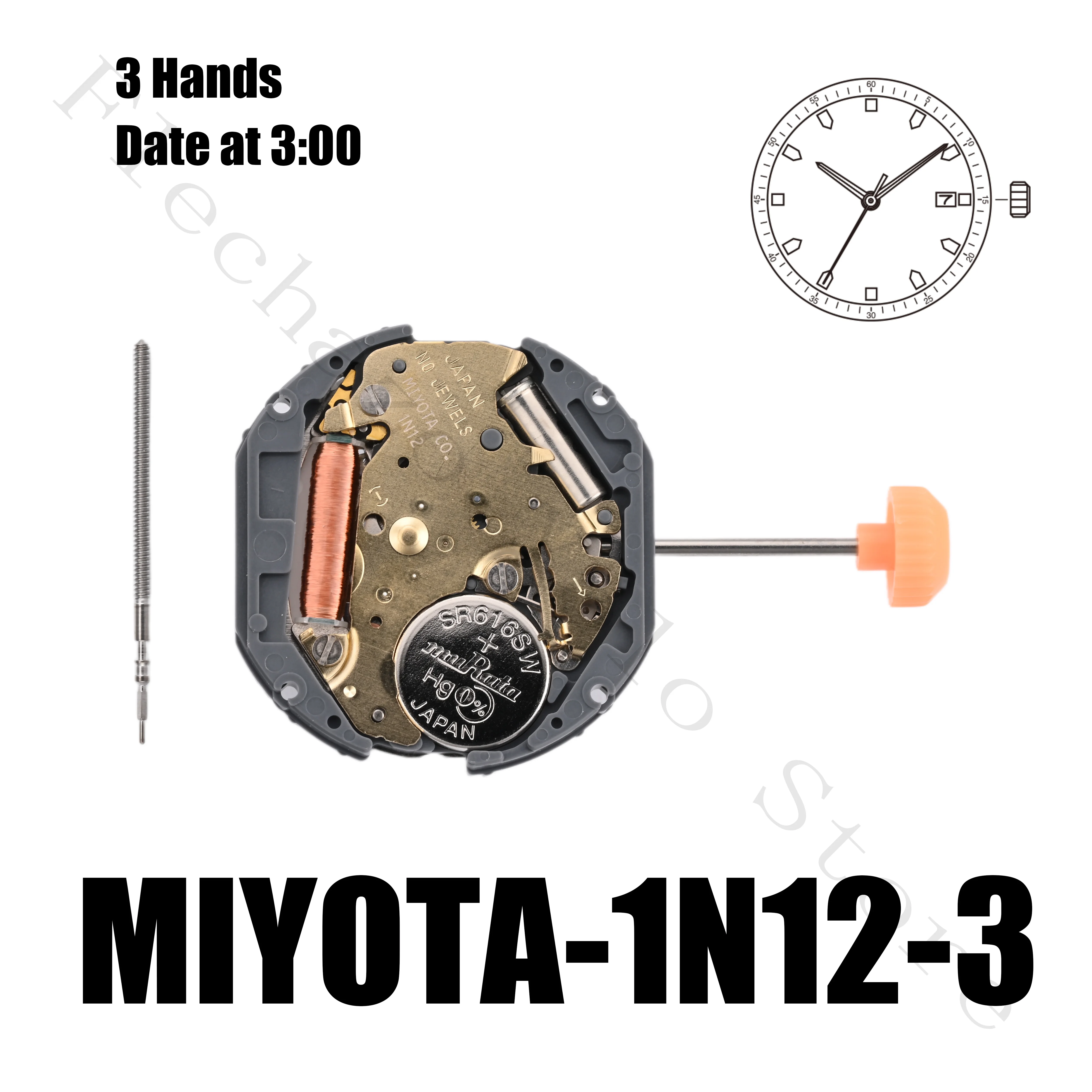 1N12 Movement Japan Miyota 1N12 Movement 3 Hands Date At 3:00/6:00