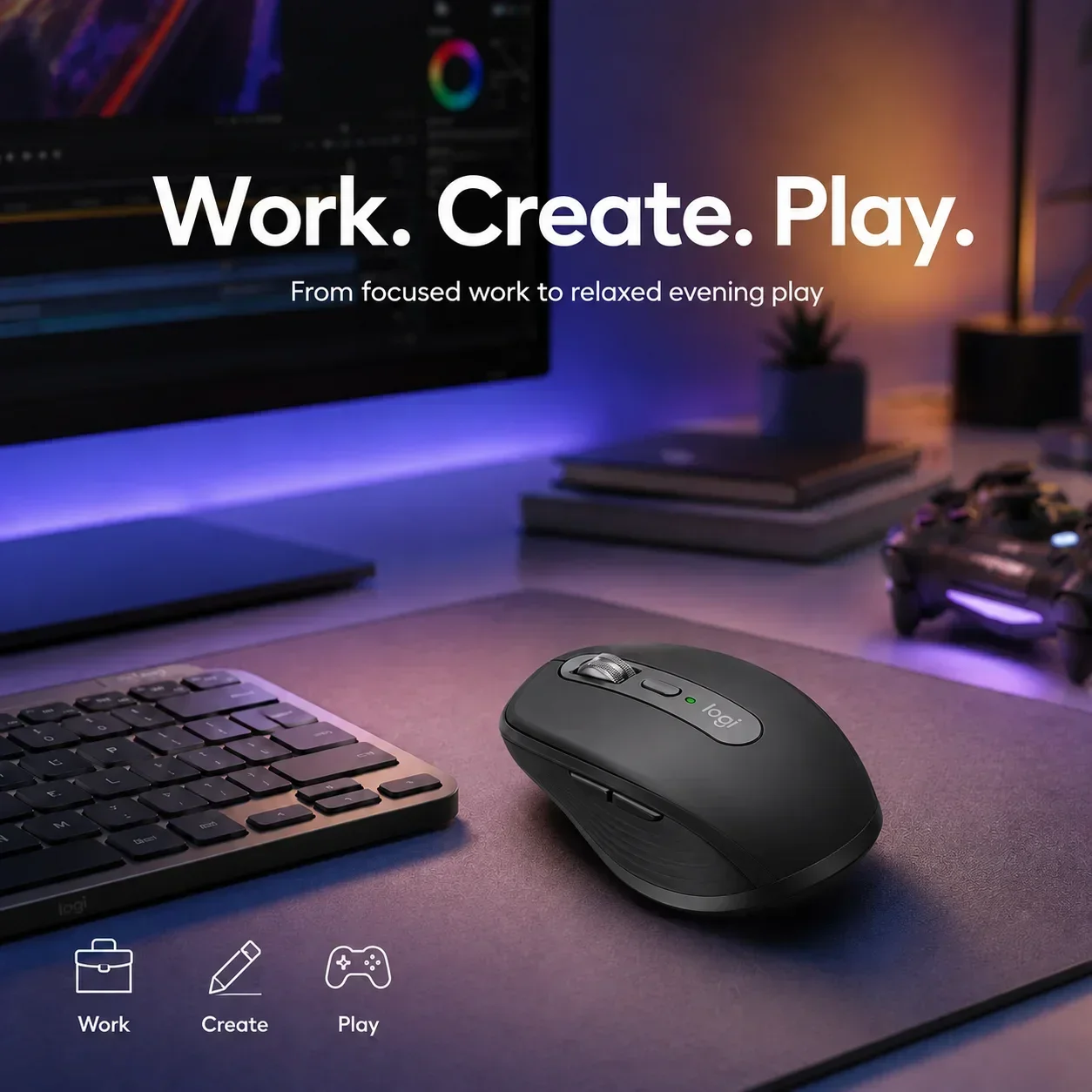 Logitech MX Anywhere 3S Mouse Connect 3 Devices Flow Cross-Computer 8000 DPI Darkfield MagSpeed Silent USB-C Office Travel