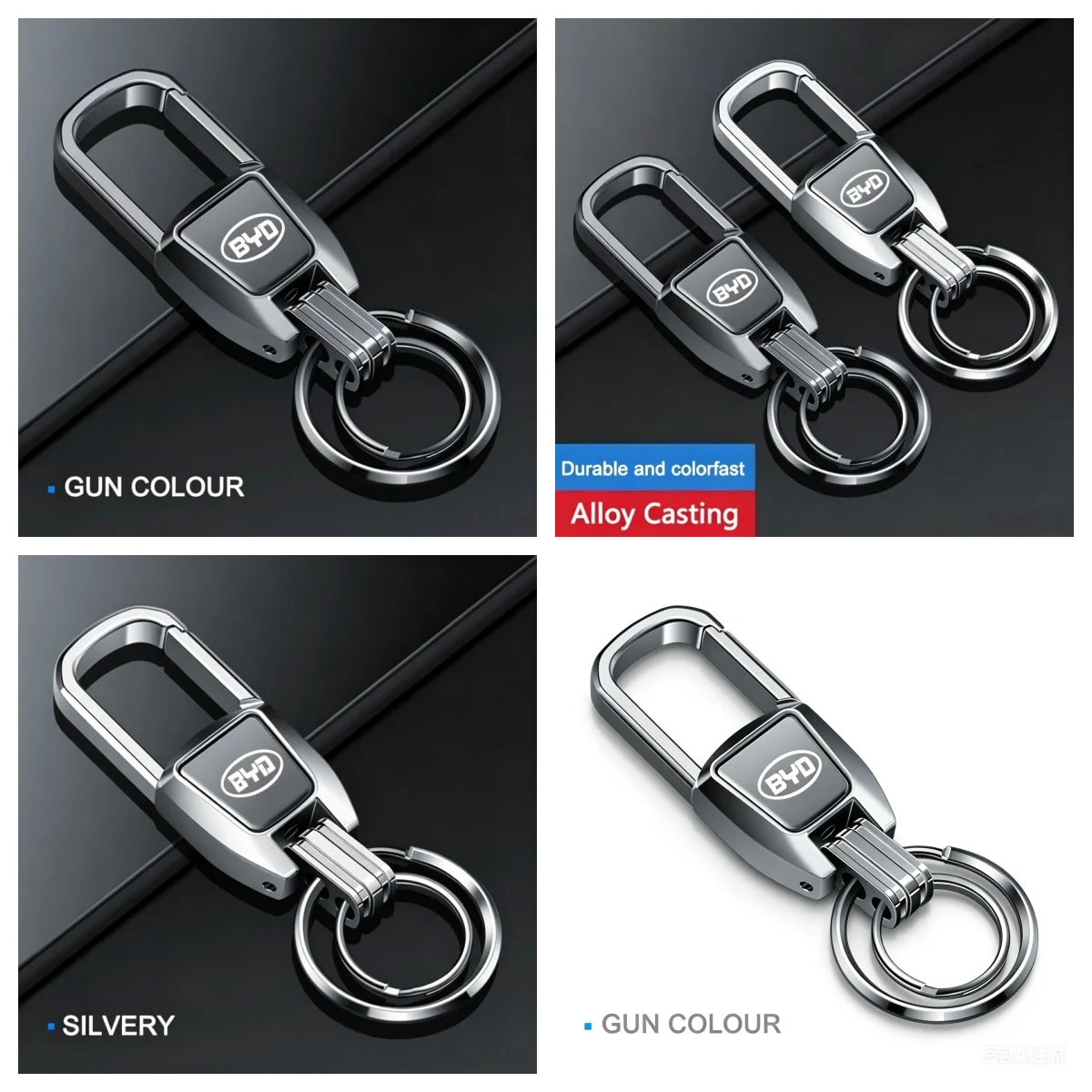 Metal Car Key Chain Key Ring Holder For BYD Atto3 Yuan Plus Song Plus Han Tang Seagull Dolphin Anti‑lost Alloy Auto Keychain Acc