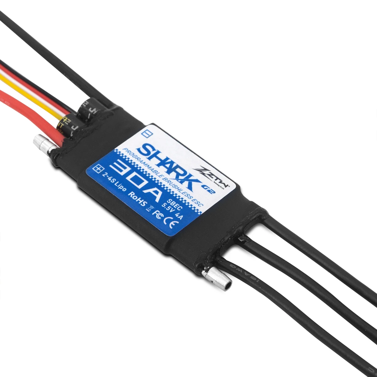 ZTW-controlador de velocidad sin escobillas para barco teledirigido, propulsor submarino de 32 bits ESC Shark G2 20A 30A 40A 50A 60A 80A 100A SBEC 5V/6V 8A