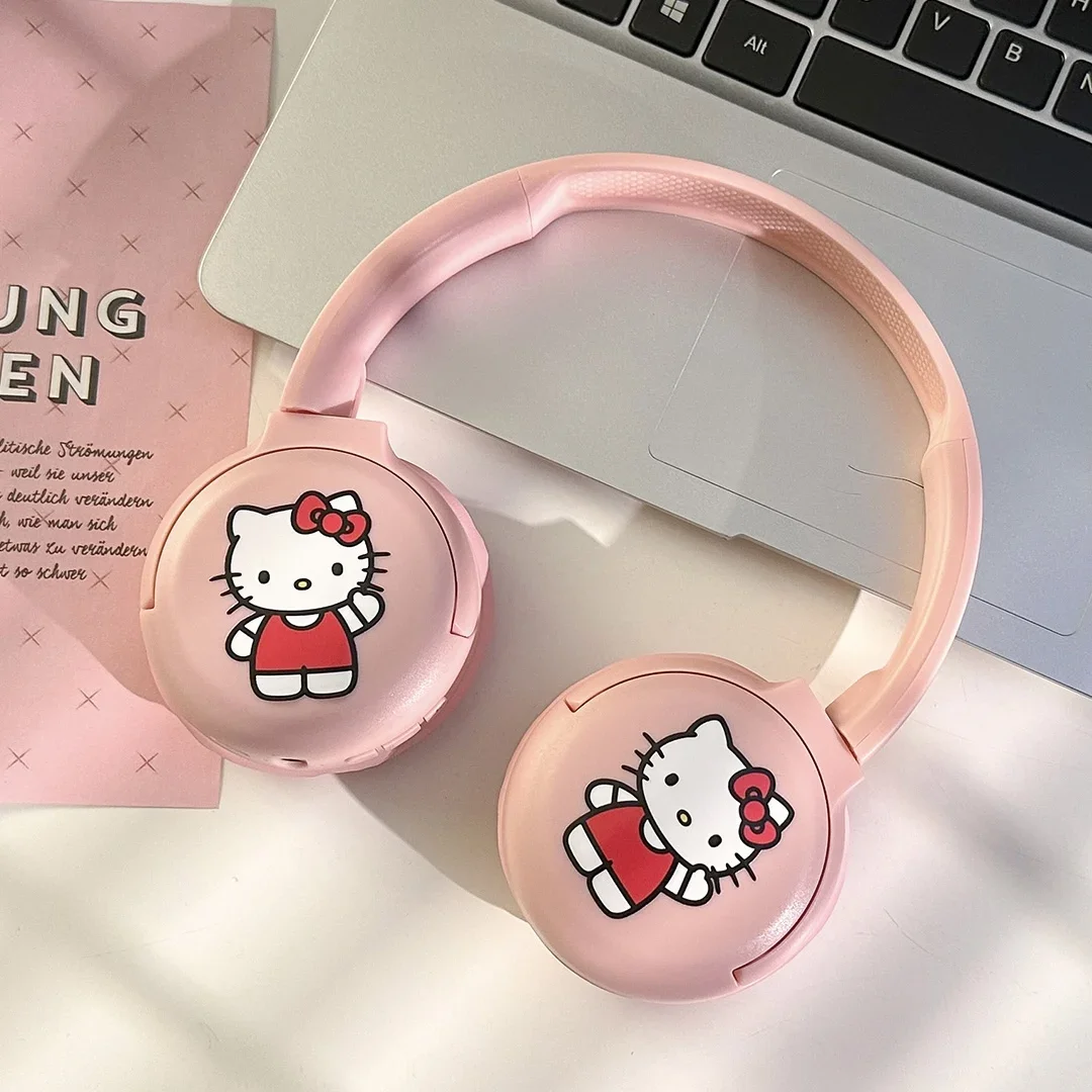 Sanrio Kuromi Bluetooth Headphones Cute Hello Kitty Wireless Earphones Stereo Sound Noise Reduction Earbuds Anime Cartoon Gifts